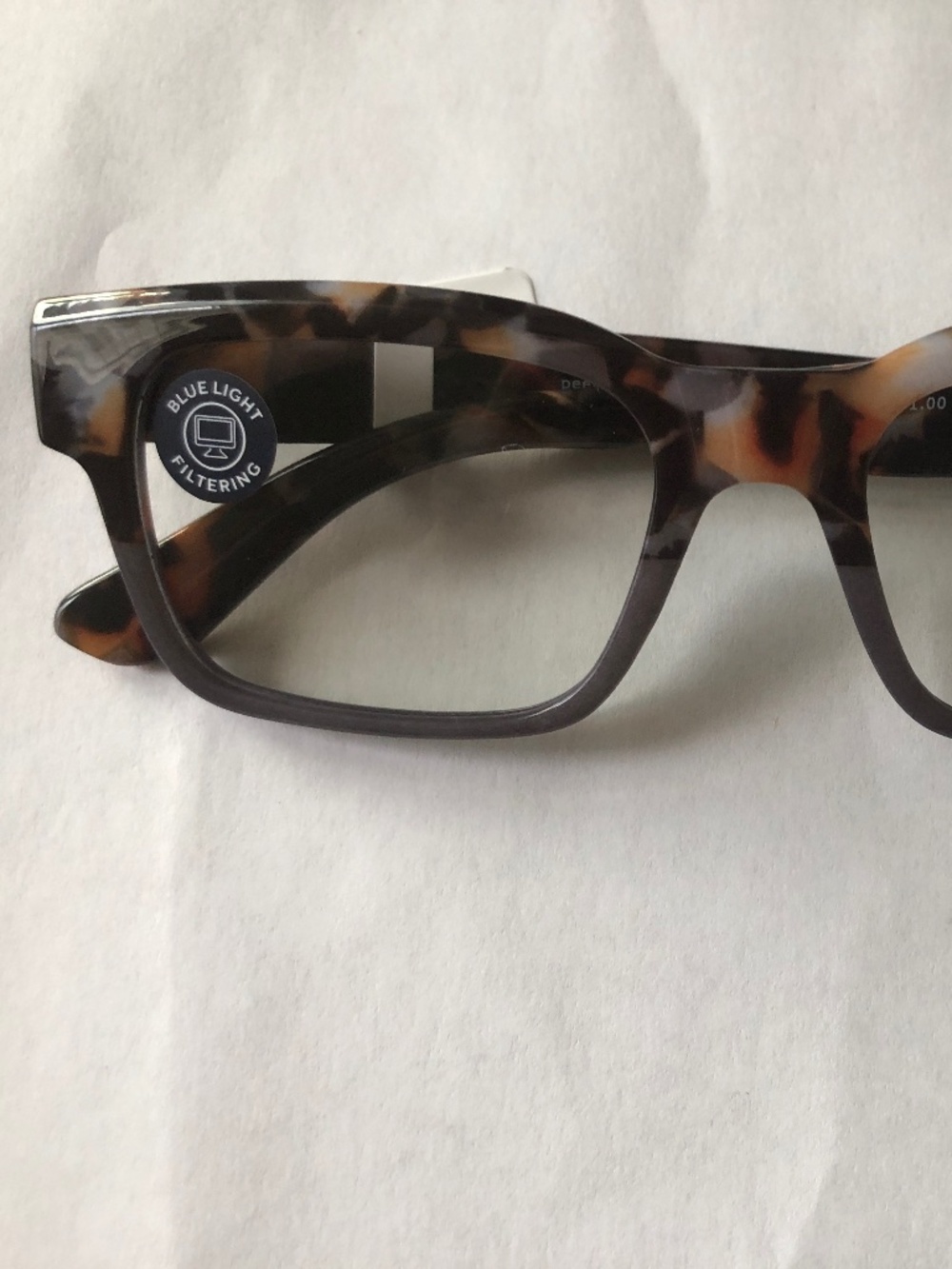 New Gray Tortoise Marble Peepers Blue Light Filtering Reading Glasses +1.00